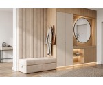 Sitzpouf 120x60 mit Stauraum und maßgefertigtem Wandpolster für den Flur, INTARO P1/BETA