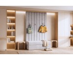 Sitzpouf 120x60 mit Stauraum und maßgefertigtem Wandpolster für den Flur, INTARO P1/BETA