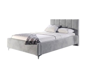 Elegantes Doppelbett 140x200 cm mit Kopfteil und Stauraum, Lattenrost mit Metallrahmen, Polsterbett IMPERIA S14