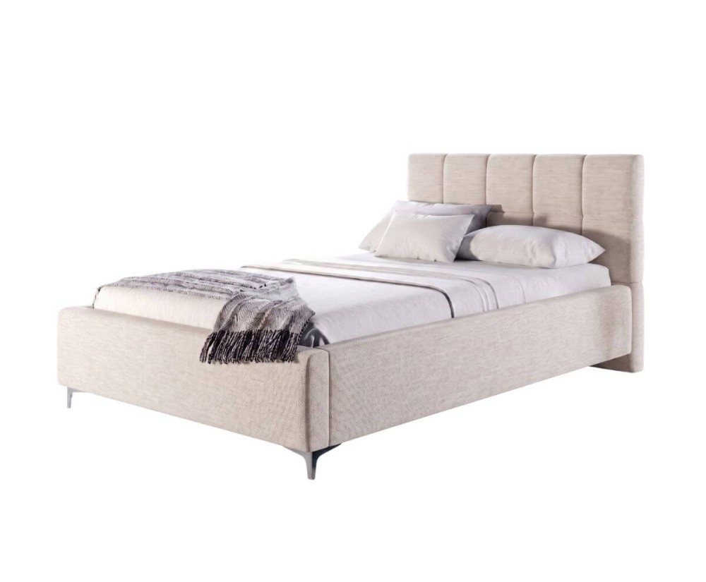 Elegantes Doppelbett 140x200 cm mit Kopfteil und Stauraum, Lattenrost mit Metallrahmen, Polsterbett IMPERIA S14