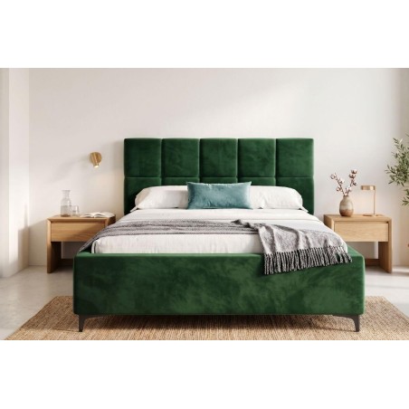 Elegantes Doppelbett 140x200 cm mit Kopfteil und Stauraum, Lattenrost mit Metallrahmen, Polsterbett IMPERIA S14