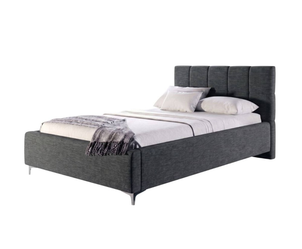 Modernes Schlafzimmerbett 160x200 cm mit Bettkasten und gepolstertem Kopfteil, Doppelbett IMPERIA S14