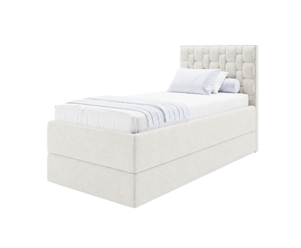 Boxspringbett 90x200 cm mit verstellbarem Lattenrost per Fernbedienung und Bettkasten, Funktionsbett PEKIN SE