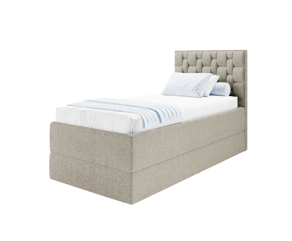 Boxspringbett 90x200 cm mit verstellbarem Lattenrost per Fernbedienung und Bettkasten, Funktionsbett PEKIN SE
