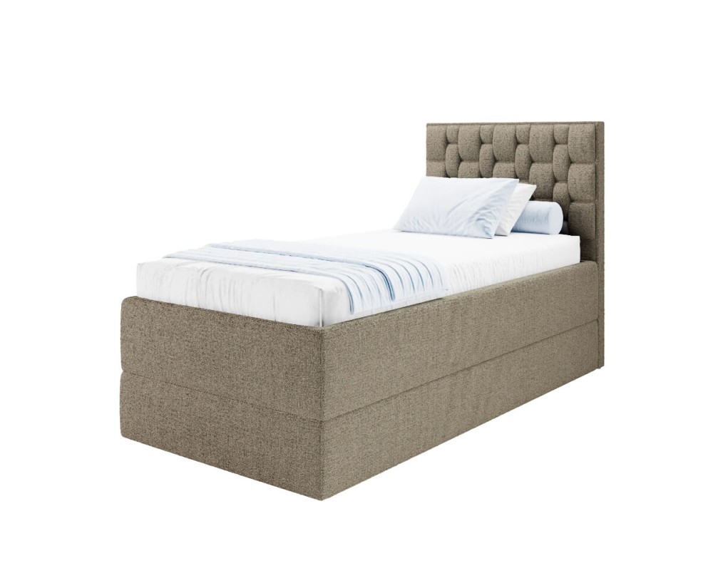 Boxspringbett 90x200 cm mit verstellbarem Lattenrost per Fernbedienung und Bettkasten, Funktionsbett PEKIN SE