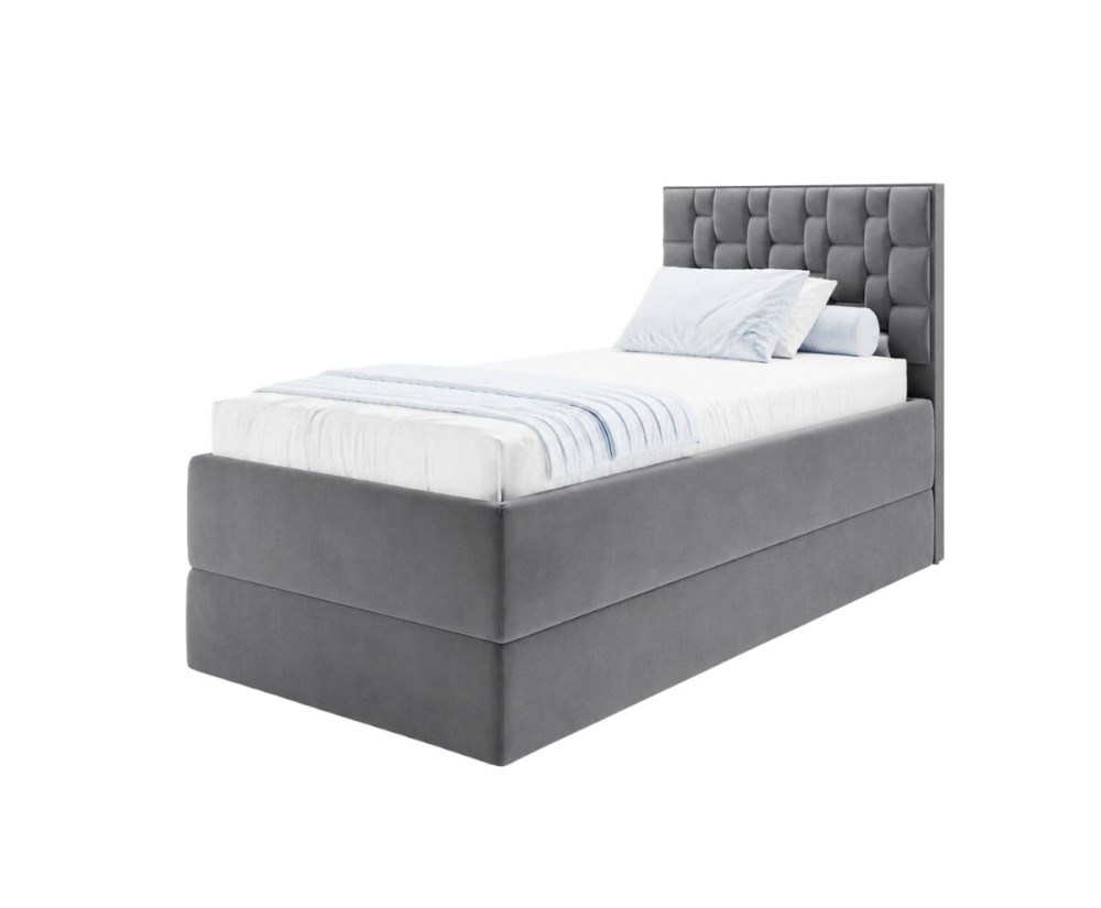 Boxspringbett 90x200 cm mit verstellbarem Lattenrost per Fernbedienung und Bettkasten, Funktionsbett PEKIN SE