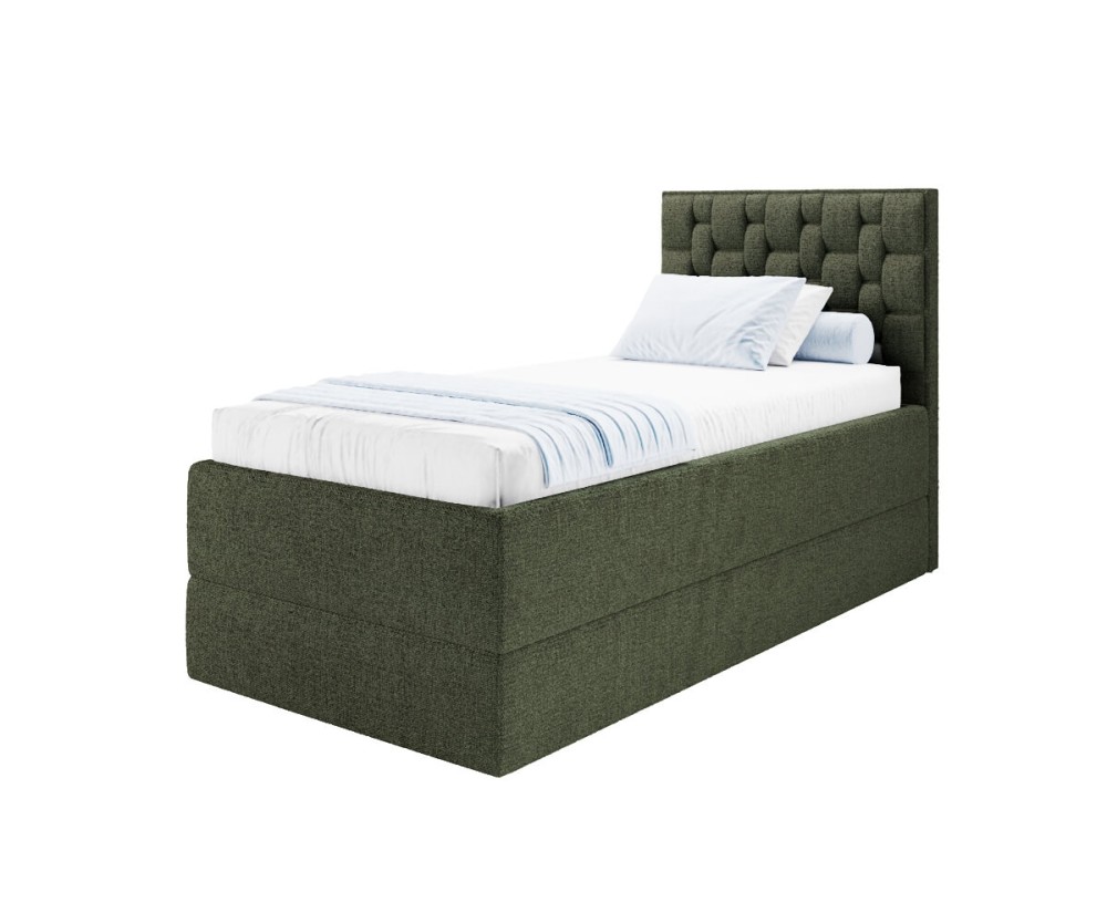 Komfortbett 100x200 cm mit Bettkasten, Lattenrost individuell verstellbar mit 7-Zonen, per Fernbedienung, Boxspringbett PEKIN SE