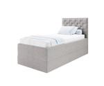 Komfortbett 100x200 cm mit Bettkasten, Lattenrost individuell verstellbar mit 7-Zonen, per Fernbedienung, Boxspringbett PEKIN SE