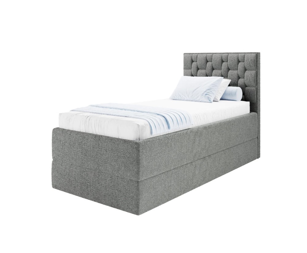 Komfortbett 100x200 cm mit Bettkasten, Lattenrost individuell verstellbar mit 7-Zonen, per Fernbedienung, Boxspringbett PEKIN SE