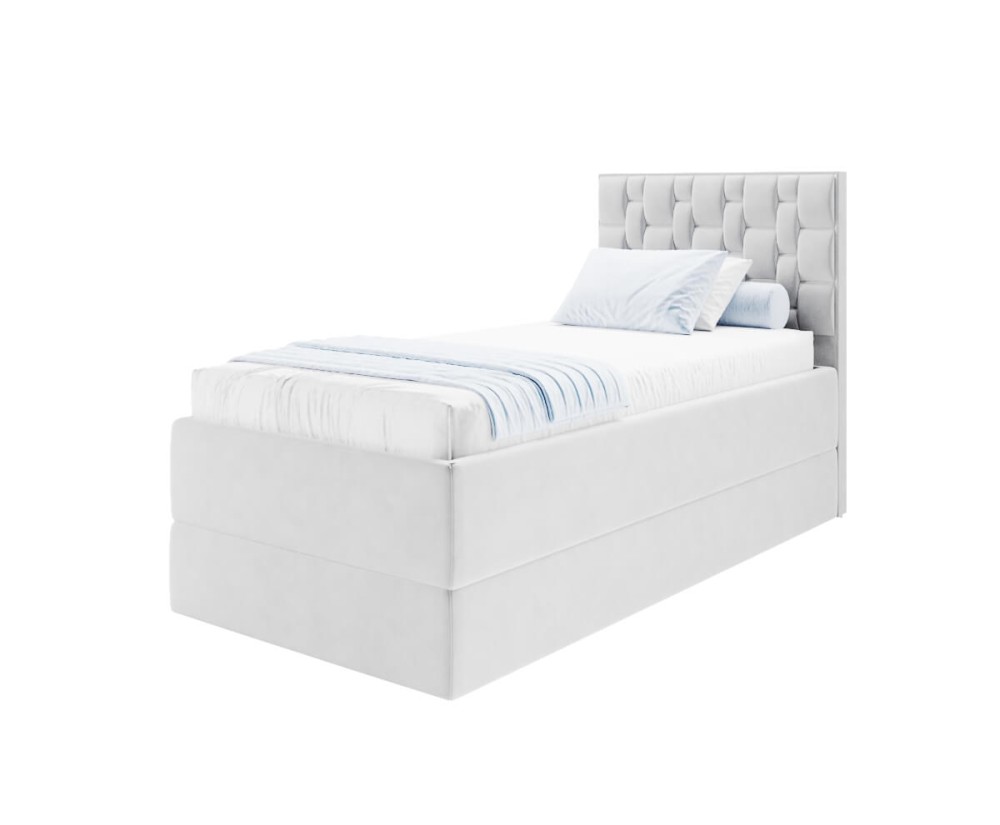 Komfortbett 100x200 cm mit Bettkasten, Lattenrost individuell verstellbar mit 7-Zonen, per Fernbedienung, Boxspringbett PEKIN SE