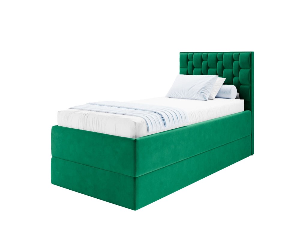 Komfortbett 100x200 cm mit Bettkasten, Lattenrost individuell verstellbar mit 7-Zonen, per Fernbedienung, Boxspringbett PEKIN SE