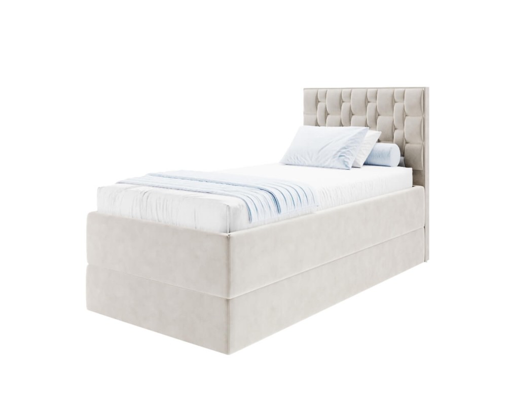 Komfortbett 100x200 cm mit Bettkasten, Lattenrost individuell verstellbar mit 7-Zonen, per Fernbedienung, Boxspringbett PEKIN SE