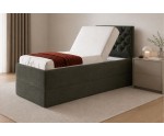 Komfortbett 100x200 cm mit Bettkasten, Lattenrost individuell verstellbar mit 7-Zonen, per Fernbedienung, Boxspringbett PEKIN SE