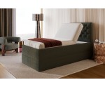 Komfortbett 100x200 cm mit Bettkasten, Lattenrost individuell verstellbar mit 7-Zonen, per Fernbedienung, Boxspringbett PEKIN SE
