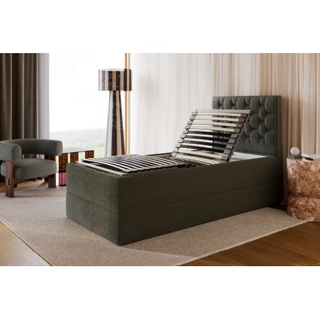 Komfortbett 100x200 cm mit Bettkasten, Lattenrost individuell verstellbar mit 7-Zonen, per Fernbedienung, Boxspringbett PEKIN SE