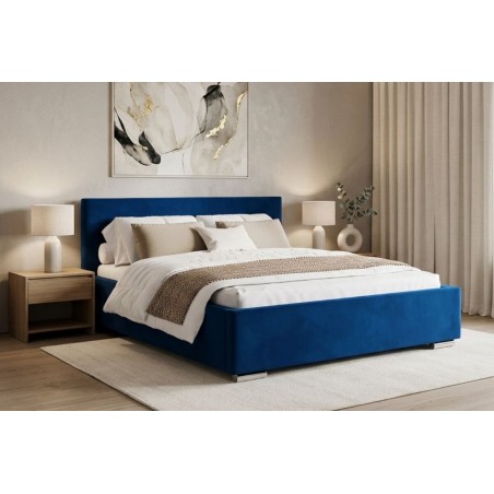Doppelbett 140x200 cm für Dachschräge, Ehebett mit Bettkasten, Lattenrost mit Metallrahmen, IMPERIA S18
