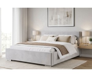 Ehebett 180x200 cm mit Bettkasten, Lattenrost mit Metallrahmen, Polsterbett für Dachschräge, IMPERIA S18