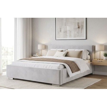 Ehebett 180x200 cm mit Bettkasten, Lattenrost mit Metallrahmen, Polsterbett für Dachschräge, IMPERIA S18