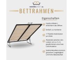 Polsterbett 160x200 cm für Schlafzimmer mit Bettkasten und Lattenrost, niedriges Kopfteil auf Wunsch, Bouclé-Stoff, IMPERIA S17