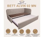 Polsterbett 90x200 mit zwei Liegeflächen und Bettkasten, funktionales Ausziehbett (2in1) ALVIN 02 MN