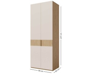 Eleganter Kleiderschrank zweitürig 90 cm breit, Schrank für Schlafzimmer oder Flur, Eiche Spring / Macadamia, ALTIS 90
