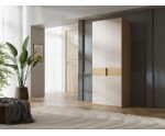Eleganter Kleiderschrank zweitürig 90 cm breit, Schrank für Schlafzimmer oder Flur, Eiche Spring / Macadamia, ALTIS 90 Eleganter Kleiderschrank zweitürig 90 cm breit, Schrank für Schlafzimmer oder Flur, Eiche Spring / Macadamia, ALTIS 90