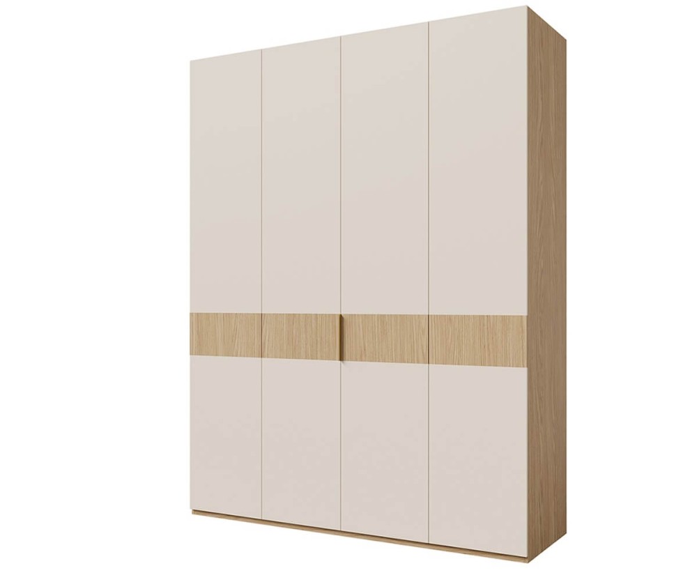 Großer Drehtürenschrank viertürig 180 cm breit, Schrank vielseitig einsetzbar in Eiche Spring / Macadamia, ALTIS 180 Großer Drehtürenschrank viertürig 180 cm breit, Schrank vielseitig einsetzbar in Eiche Spring / Macadamia, ALTIS 180
