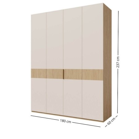 Großer Drehtürenschrank viertürig 180 cm breit, Schrank vielseitig einsetzbar in Eiche Spring / Macadamia, ALTIS 180