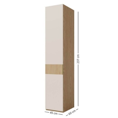 Garderobenschrank eintürig 45 cm breit RECHTS, Hochschrank in Eiche Spring / Macadamia, ALTIS 45P