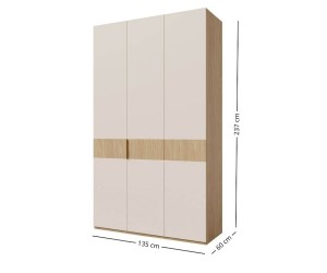 Kleiderschrank dreitürig 135 cm breit, Schrank vielseitig einsetzbar in Eiche Spring / Macadamia, ALTIS 135