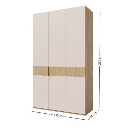 Kleiderschrank dreitürig 135 cm breit, Schrank vielseitig einsetzbar in Eiche Spring / Macadamia, ALTIS 135