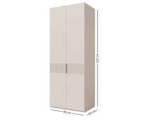 Kompakter Kleiderschrank zweitürig 90 cm breit, Schrank für Schlafzimmer oder Flur, Macadamia, ALTIS 90