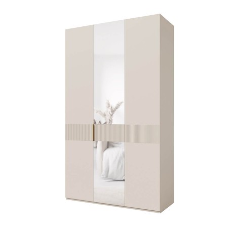 Moderner Kleiderschrank dreitürig 135 cm breit mit Spiegeltür, Schrank für Schlafzimmer, Macadamia, ALTIS 135