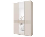 Moderner Kleiderschrank dreitürig 135 cm breit mit Spiegeltür, Schrank für Schlafzimmer, Macadamia, ALTIS 135