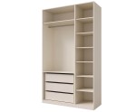 Moderner Kleiderschrank dreitürig 135 cm breit mit Spiegeltür, Schrank für Schlafzimmer, Macadamia, ALTIS 135