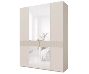 Geräumiger Drehtürenschrank viertürig 180 cm breit mit Spiegel, Kleiderschrank in Macadamia, ALTIS 180