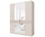 Geräumiger Drehtürenschrank viertürig 180 cm breit mit Spiegel, Kleiderschrank in Macadamia, ALTIS 180