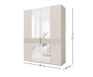 Geräumiger Drehtürenschrank viertürig 180 cm breit mit Spiegel, Kleiderschrank in Macadamia, ALTIS 180