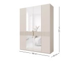 Geräumiger Drehtürenschrank viertürig 180 cm breit mit Spiegel, Kleiderschrank in Macadamia, ALTIS 180