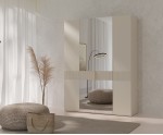 Geräumiger Drehtürenschrank viertürig 180 cm breit mit Spiegel, Kleiderschrank in Macadamia, ALTIS 180