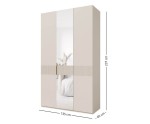 Moderner Garderobenschrank viertürig 180 cm breit mit Spiegel, ideal für Flur oder Schlafzimmer, Macadamia, ALTIS