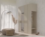 Moderner Garderobenschrank viertürig 180 cm breit mit Spiegel, ideal für Flur oder Schlafzimmer, Macadamia, ALTIS