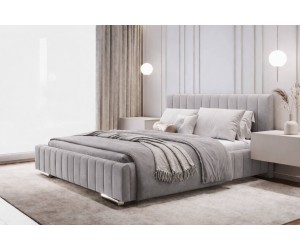 Modernes Doppelbett 160x200 cm mit Bettkasten, Lattenrost mit Metallrahmen, niedriges Kopfteil auf Wunsch, IMPERIA S07