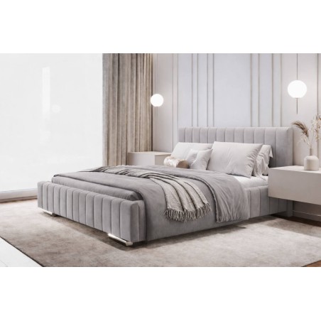 Modernes Doppelbett 160x200 cm mit Bettkasten, Lattenrost mit Metallrahmen, niedriges Kopfteil auf Wunsch, IMPERIA S07