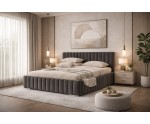 Polsterbett 200x200 cm mit Bettkasten, Lattenrost mit Metallrahmen, niedriges Kopfteil auf Wunsch, IMPERIA S07