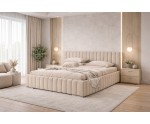 Ehebett 180x200 cm mit Bettkasten, Lattenrost mit Metallrahmen, Bett für Dachschräge, IMPERIA S07