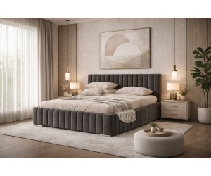 Ehebett 180x200 cm mit Bettkasten, Lattenrost mit Metallrahmen, Bett für Dachschräge, IMPERIA S07