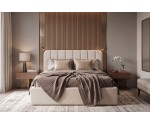 Polsterbett 140x200 cm mit abgerundetem Kopfteil, Bettkasten und Lattenrost, ZALIA S01