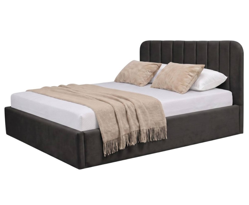 Elegantes Doppelbett 160x200 cm mit abgerundetem Kopfteil, Stauraum und Lattenrost, ZALIA S01 Elegantes Doppelbett 160x200 cm mit abgerundetem Kopfteil, Stauraum und Lattenrost, ZALIA S01
