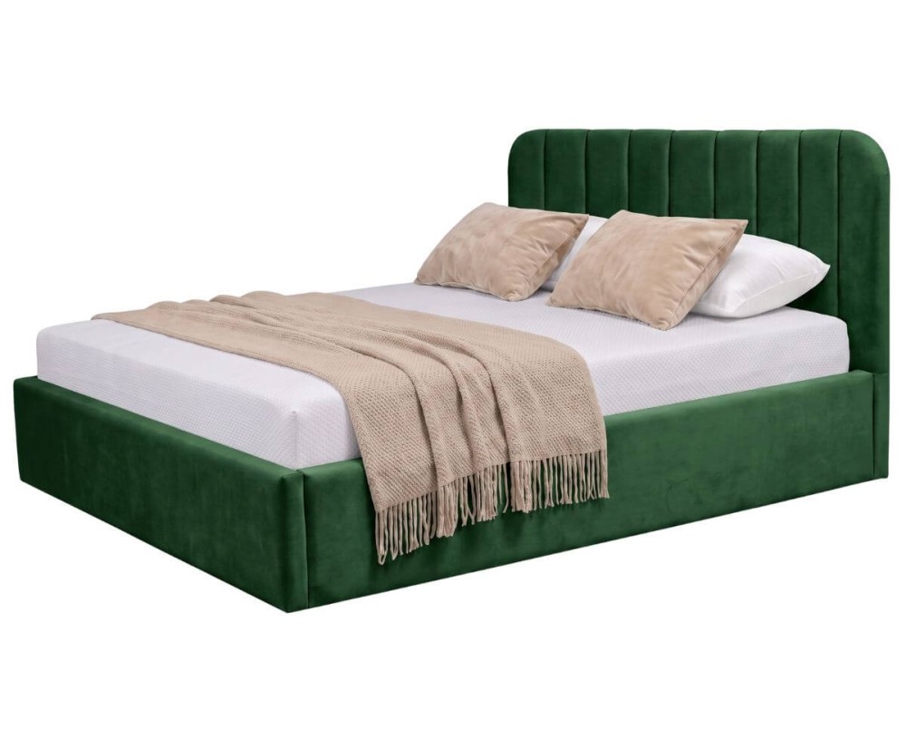Elegantes Doppelbett 160x200 cm mit abgerundetem Kopfteil, Stauraum und Lattenrost, ZALIA S01